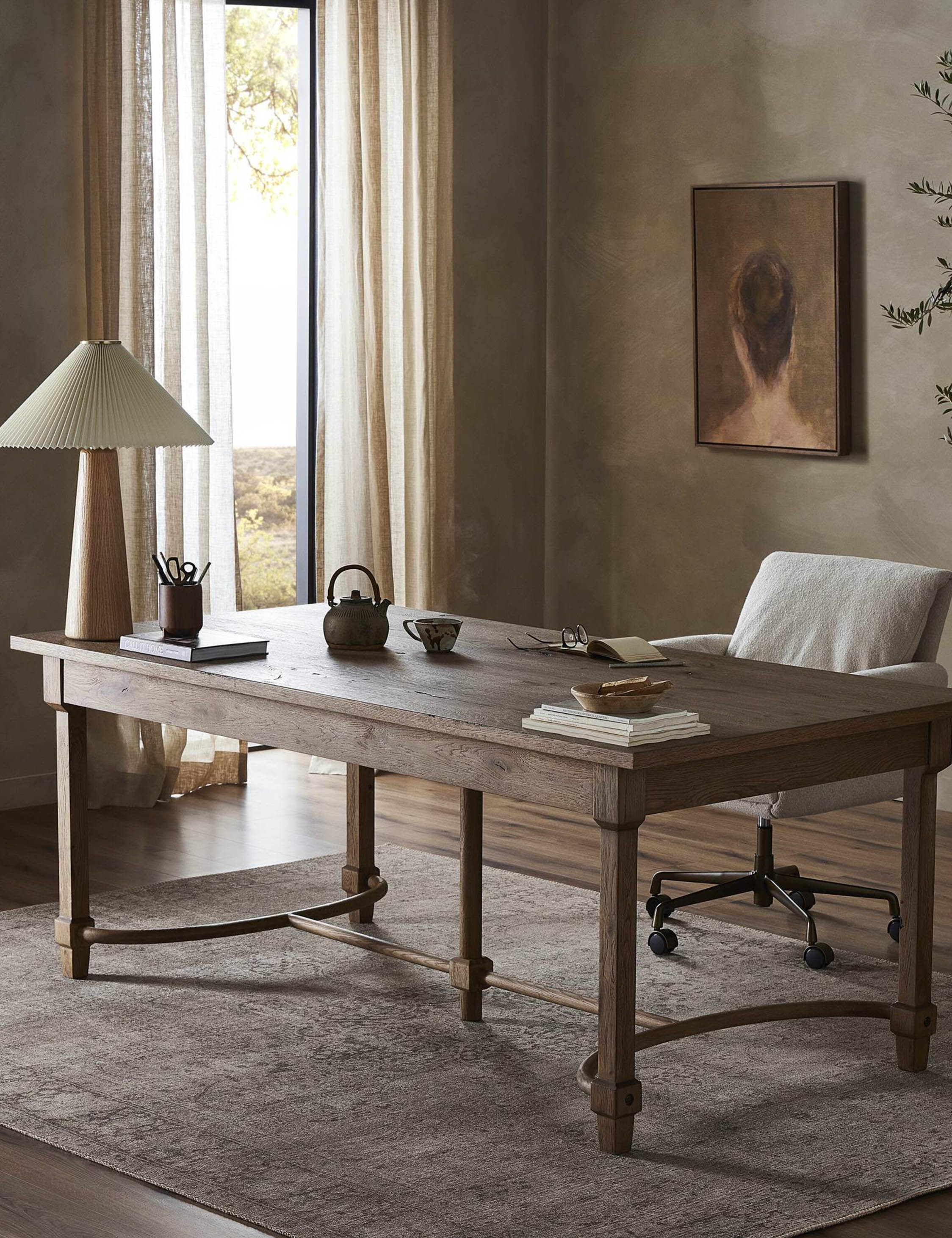 Amber Lewis x Four Hands Edison Desk - Modern Wooden Writing Desk for Home Office, Study & Workspace - Stylish & Functional Design for Professionals & Students