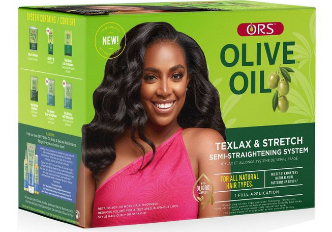 ORS Olive Oil Texlax & Stretch Semi Straightening System - Natural Hair Care for Curly & Coily Hair - Perfect for Salon & Home Use