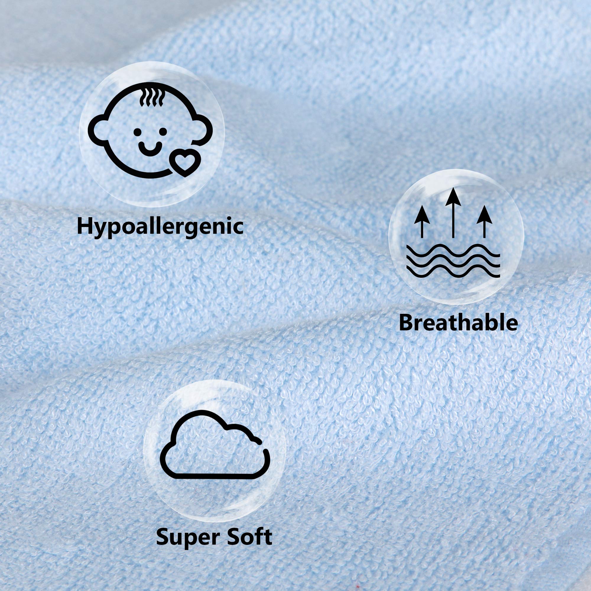 6 Pack Ultra Soft Baby Washcloths for Newborn & Toddler - Bamboo Rayon & Cotton Blend, 10