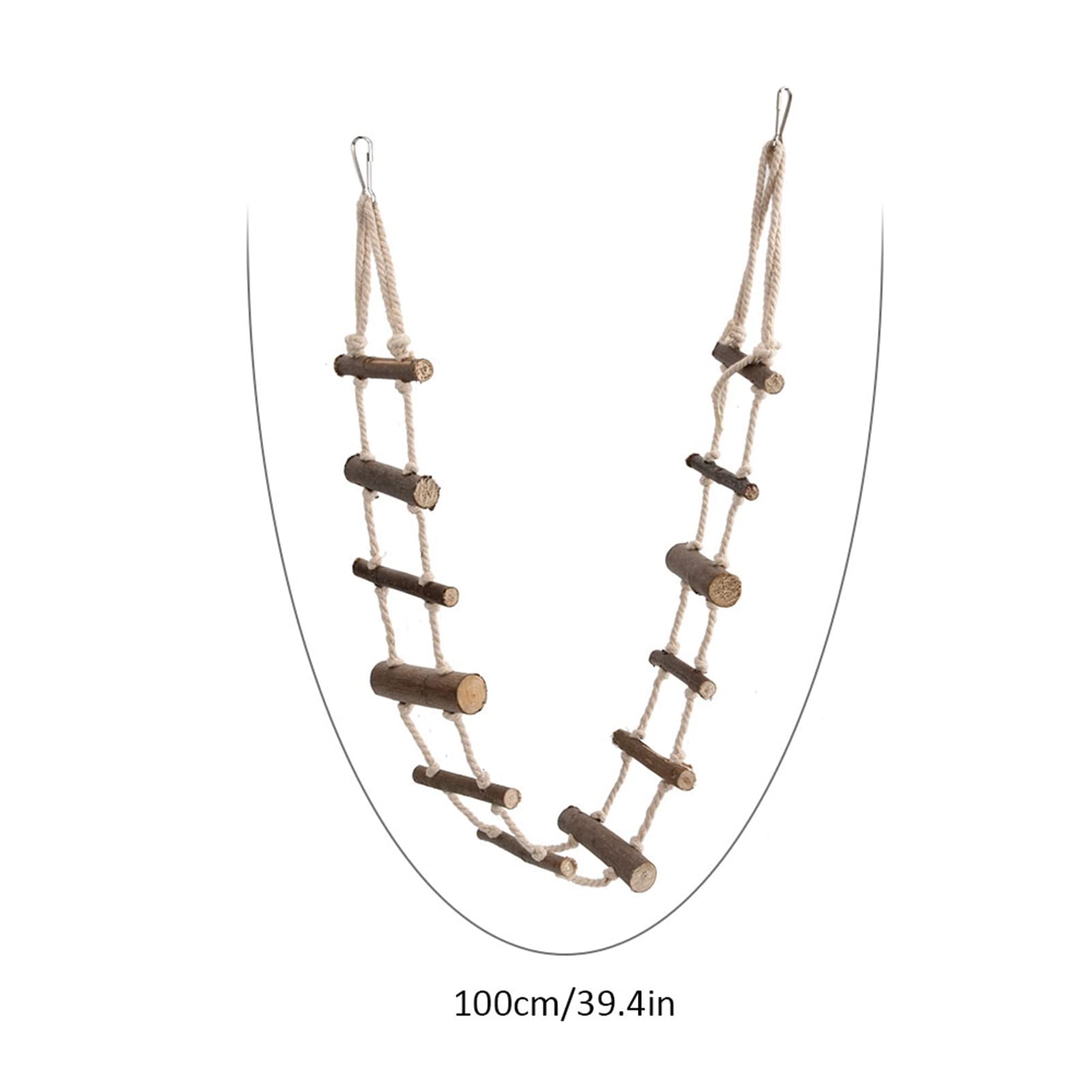 **Wooden Pet Ladder for Small Animals - 39.4in Climbing Toy for Hamsters, Squirrels, Rats & Birds - Cage Accessory with Hook for Play & Exercise - Perfect for Small Pet Cages, Playpens & Enrichment Activities**