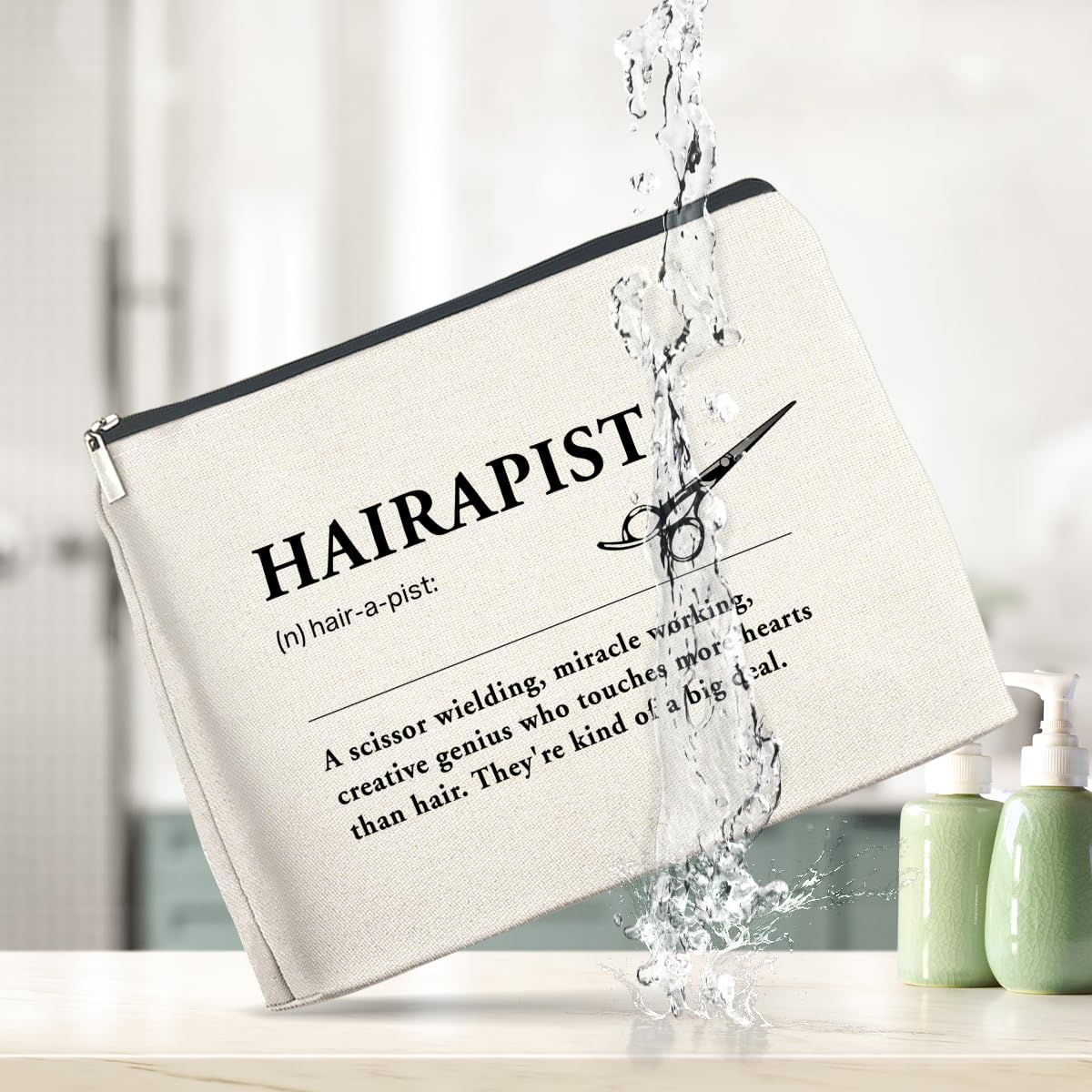 YeleY Hairapist - Professional Hair Stylist Gift for Women - Definition Cosmetic Makeup Bag with Zipper Pouch - Perfect for Salon Professionals, Beauty Students & Hairstylist Appreciation Gifts