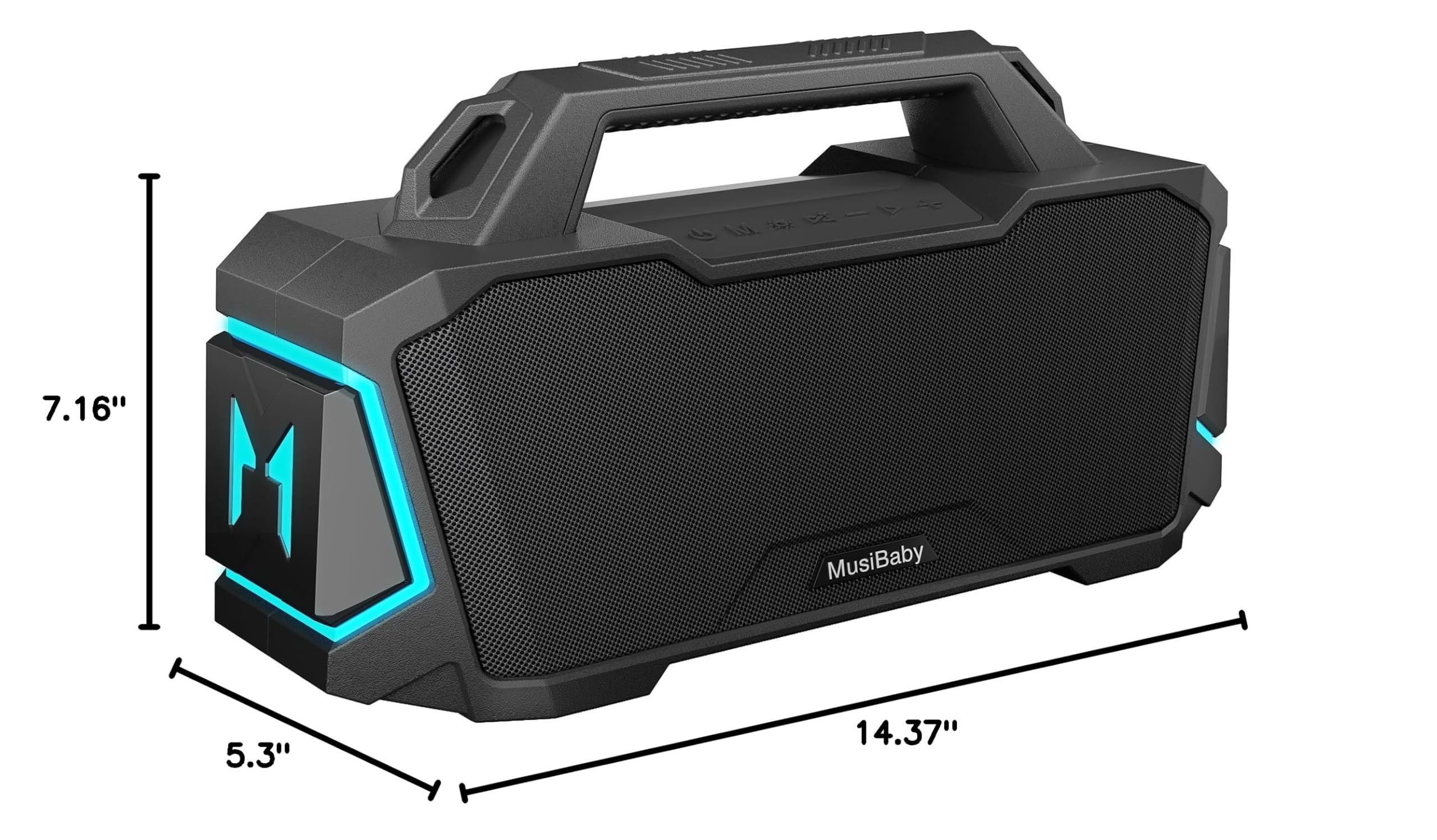 MUSIBABY M1 80W Bluetooth Speaker - IPX6 Waterproof, 20H Playtime, Deep Bass, Wireless Portable Speaker with Dual Pairing & AUX Input - Compatible with iPhone/Android (Black) - Perfect for Outdoor, Party, Camping, Beach & Travel Use