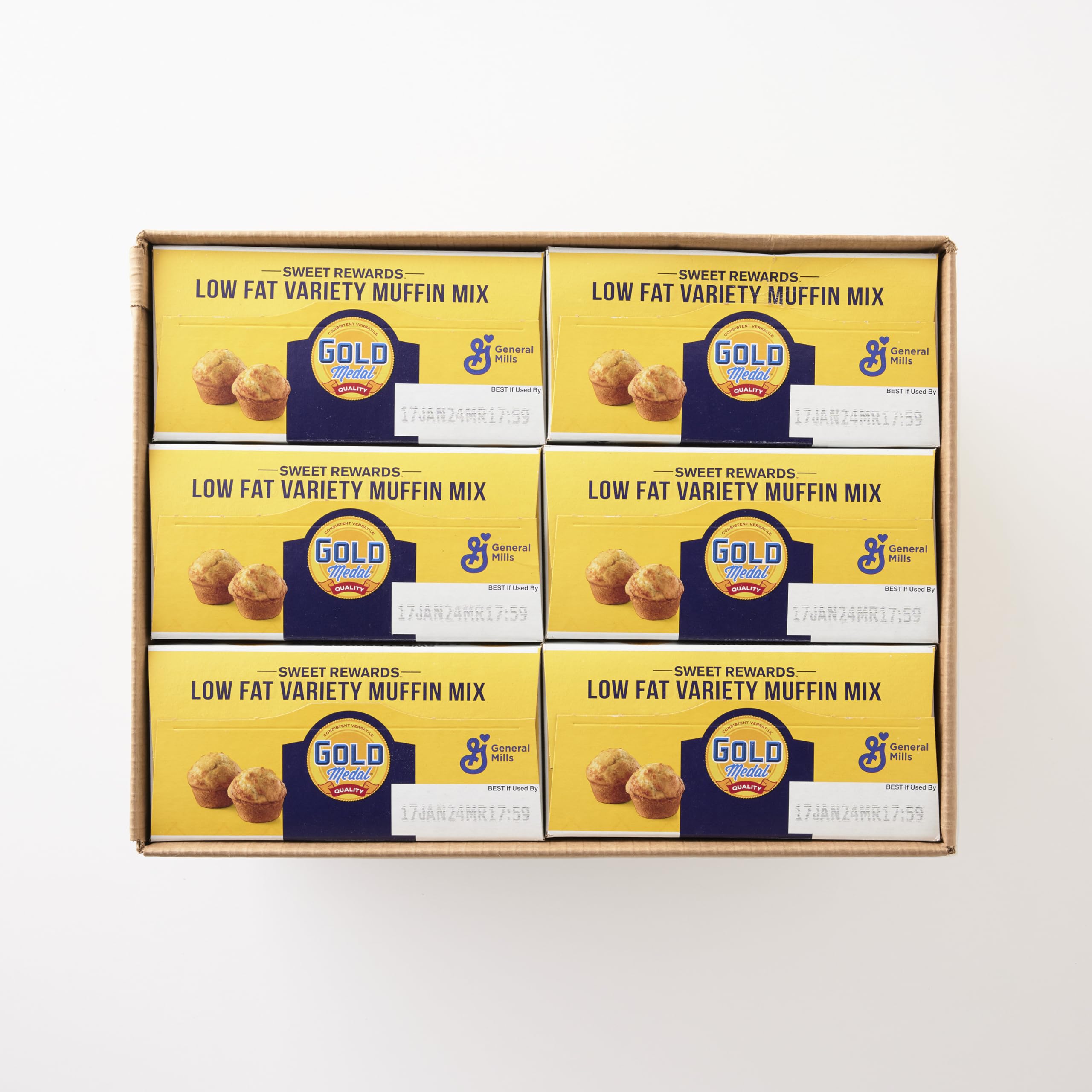 Gold Medal Sweet Rewards Low Fat Variety Muffin Mix - 4.5 Lb Bulk Pack (6 Boxes) | Healthy Breakfast & Snack Solution for Home Baking, Parties & Office Treats