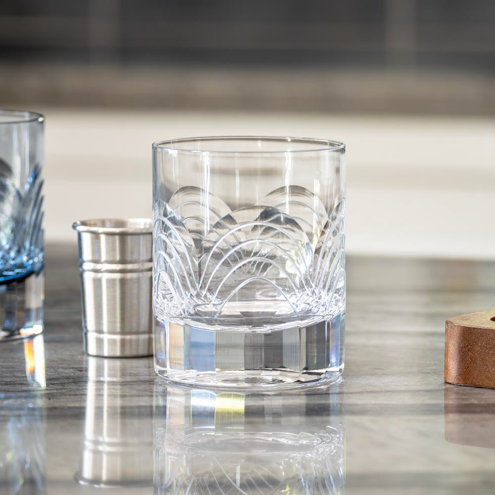 Premium Cascades Clear 7oz Whiskey Glasses Set of 4 - Perfect for Scotch, Bourbon & Cocktails - Ideal for Home Bars, Gifts & Entertaining