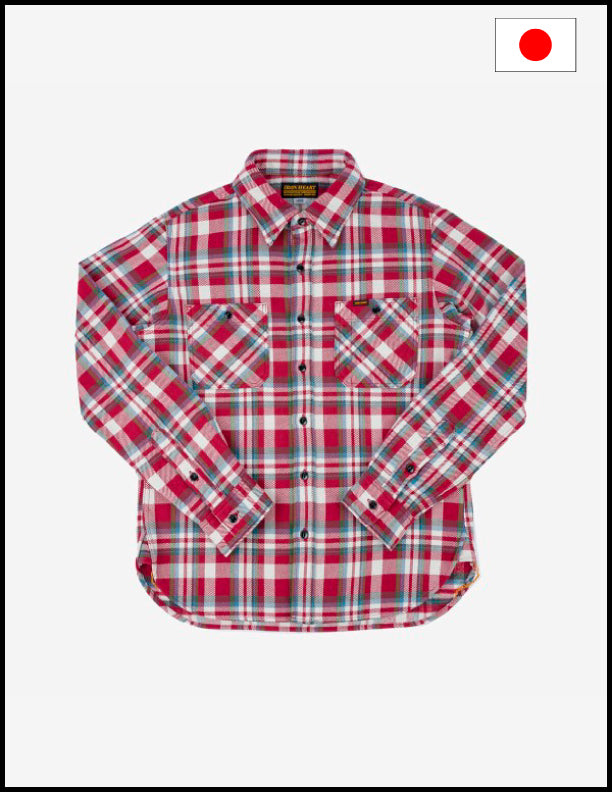 Iron Heart IHSH-371 Ultra Heavy Flannel Work Shirt - Red Crazy Check Plaid for Men | Durable Outdoor & Workshop Shirt for Cold Weather Workwear