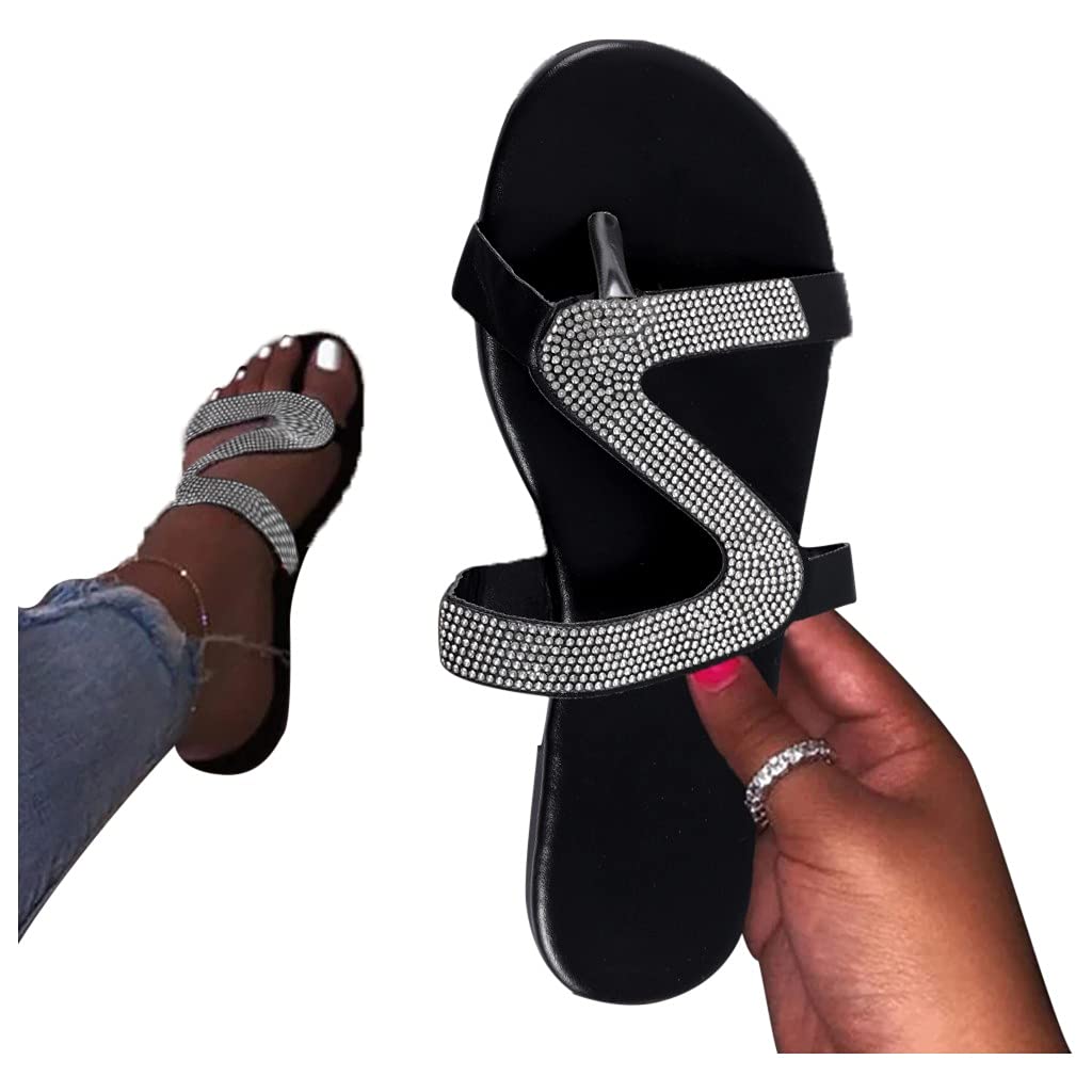 **Xudanell Women's Rhinestone Glitter Sandals - Sparkly Diamond Studded Open Toe Flip Flops for Beach, Party & Summer Fashion**