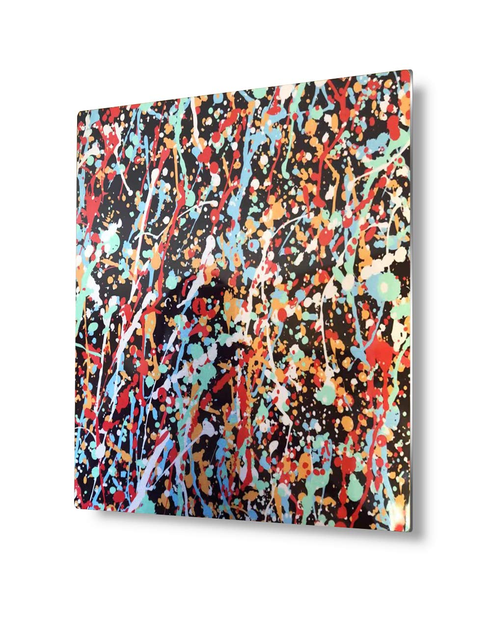 VickyArt - Jackson Pollock Style Abstract Metal Wall Art Print - 20×20 Inch Glossy Metal Panel - Modern Home Decor for Living Room, Bedroom & Office