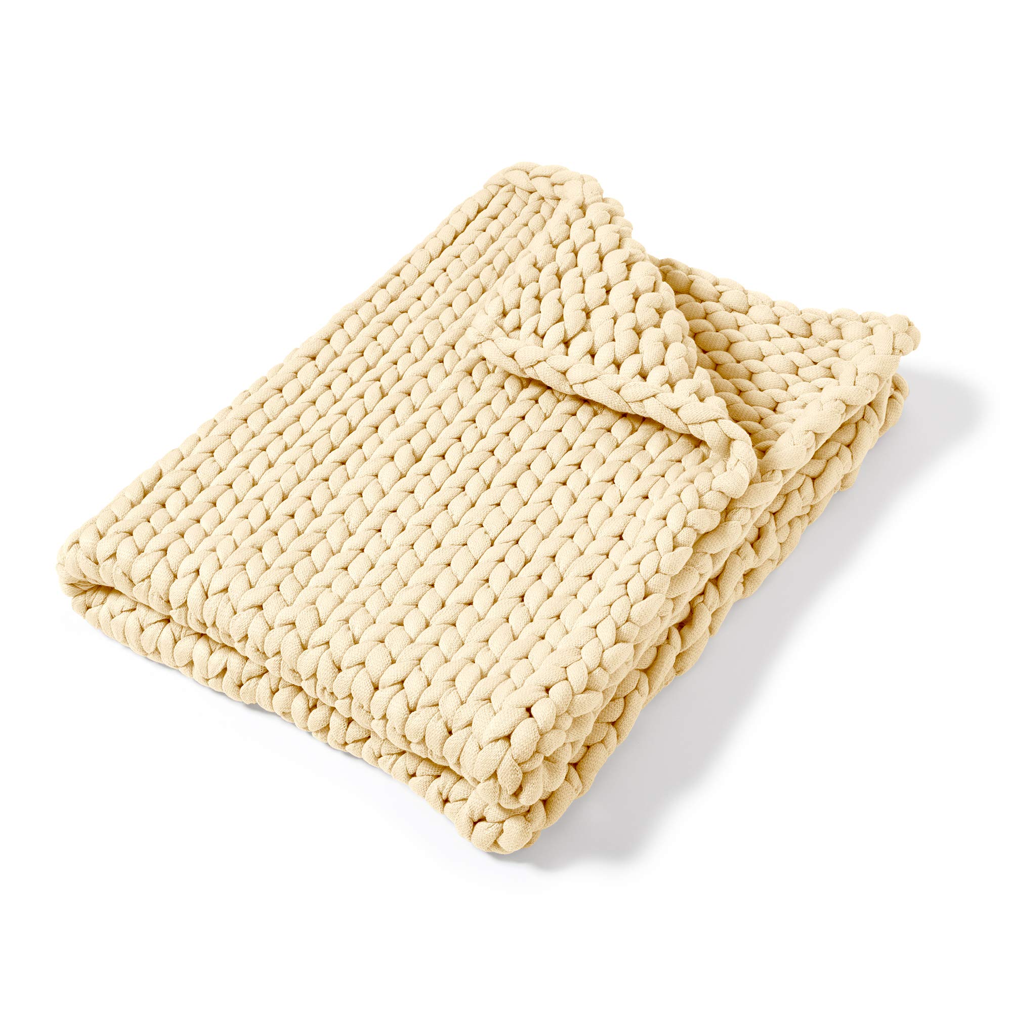 Donna Sharp Chunky Knit Cream Throw Blanket - Oversized Loop Pattern Contemporary Decorative Blanket for Sofa, Bed & Couch - Cozy Winter Home Decor Gift