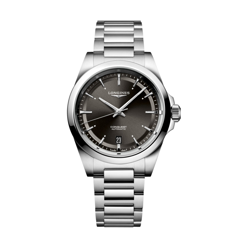Conquest 38mm Black Stainless Steel Watch with Bracelet - Perfect for Men's Business, Casual & Formal Wear