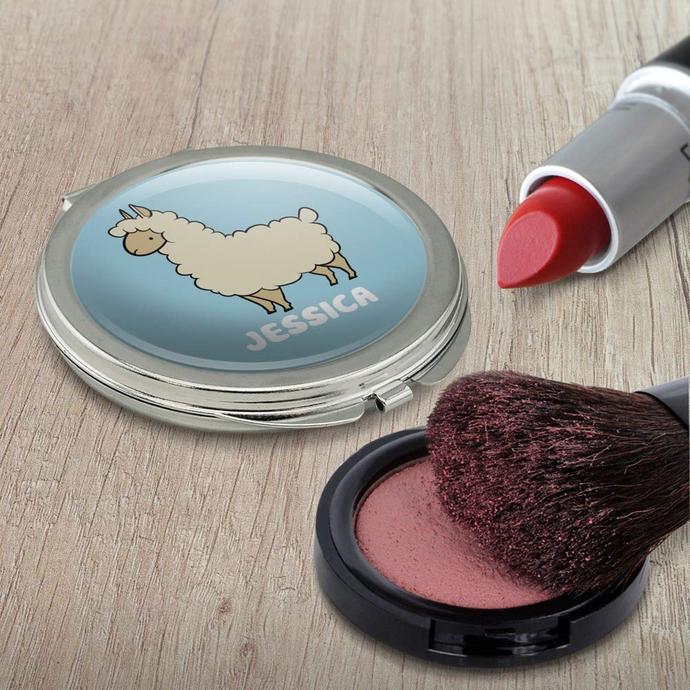 Personalized Custom 1 Line Llama Compact Travel Purse Handbag with Mirror - Perfect for Makeup, Travel & Everyday Use