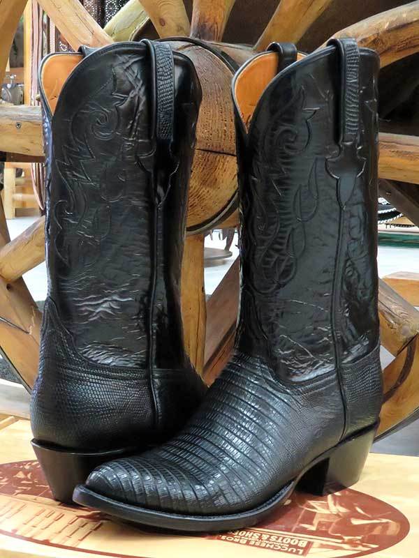 Lucchese G9030.24 Men's Handmade Lizard Skin Cowboy Boots - Black | Western Boots for Men | Perfect for Rodeo, Country Dancing & Casual Wear