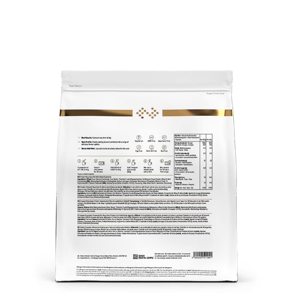 Protein Works Protein Mug Cake - Salted Caramel Flavor | High Protein & Fiber Dessert Mix (500g) | Perfect for Post-Workout Recovery & Healthy Snacking