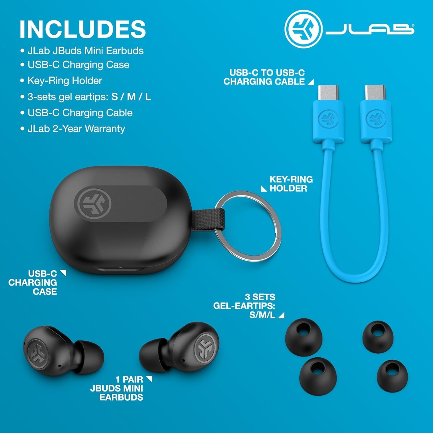 JBuds Mini Color Bundle - Wireless Earbuds with Bluetooth 5.0, IPX5 Waterproof, 24H Playtime - Perfect for Running, Gym, Workout & Travel