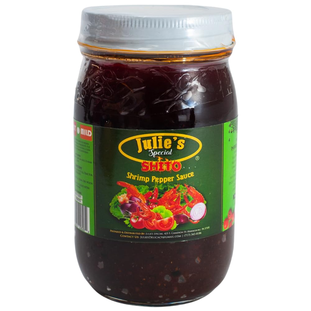 Premium Ghanaian Shito Sauce - Julie's Special Hot Shrimp & Fish Sauce with Spices & Dried Pepper (16oz) - Authentic African Flavor for Rice, Stews & Grilled Dishes