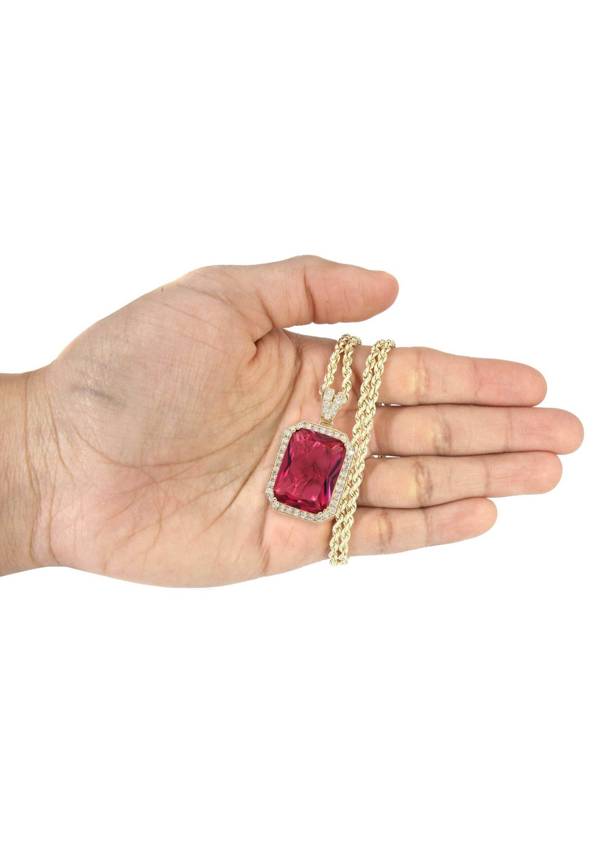 10K Yellow Gold Ruby Necklace for Women - 22 Grams | Elegant Gift for Anniversary, Birthday & Valentine's Day | Perfect for Parties, Weddings & Special Occasions