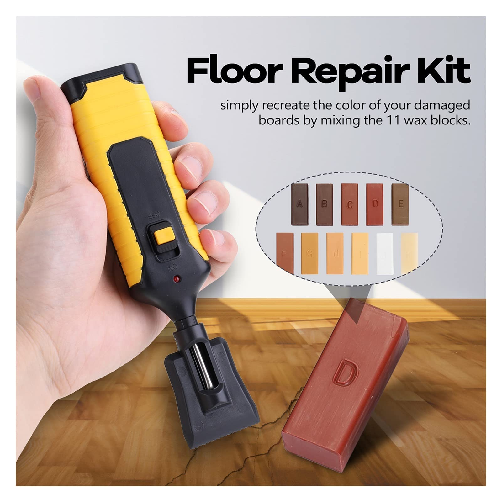 MGRAS Laminate Repair Kit - Wax System for Floor & Worktop Repair - Fix Chips & Scratches - Durable Hand Tool Set for Tile Surface Restoration (Perfect for Home, Office & Kitchen Countertop Maintenance)