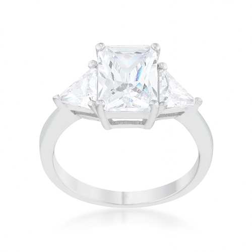 Classic Clear Rhodium Plated Engagement Ring for Women - Elegant Wedding Band, Promise Ring & Anniversary Jewelry Gift - Perfect for Proposals, Bridal Sets & Special Occasions