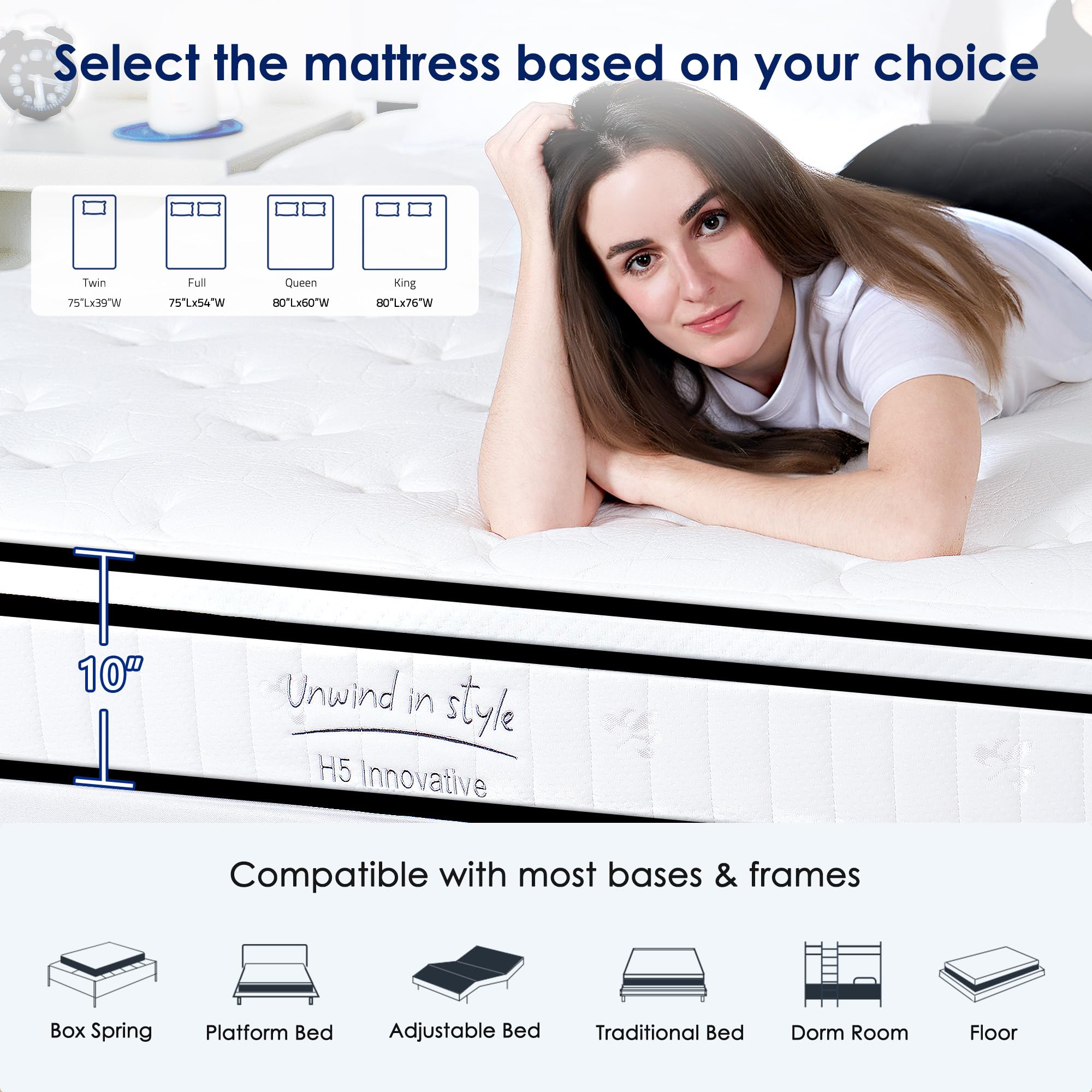 12 Inch Hybrid Queen Mattress in a Box - Medium Firm Pocket Spring Bed with Pressure Relief & Edge Support - CertiPUR-US Certified, Fiberglass Free - Perfect for Guest Rooms, Master Bedrooms & Apartments