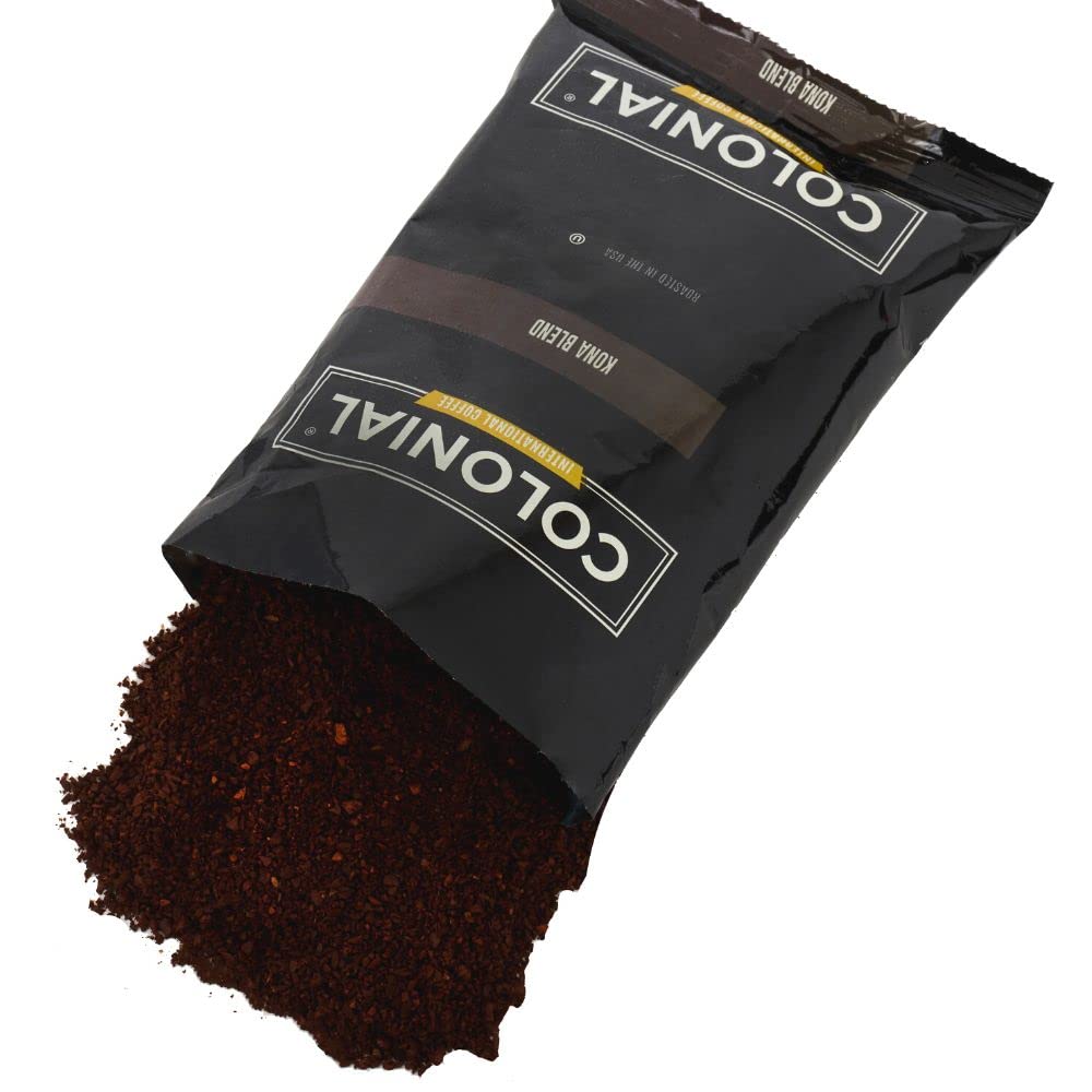 Hawaiian Kona Blend Medium Roast Pre-Ground Coffee Packets (2.5 oz, 32 Count) - Single Serve Drip Coffee Bags for Home, Office & Camping Use
