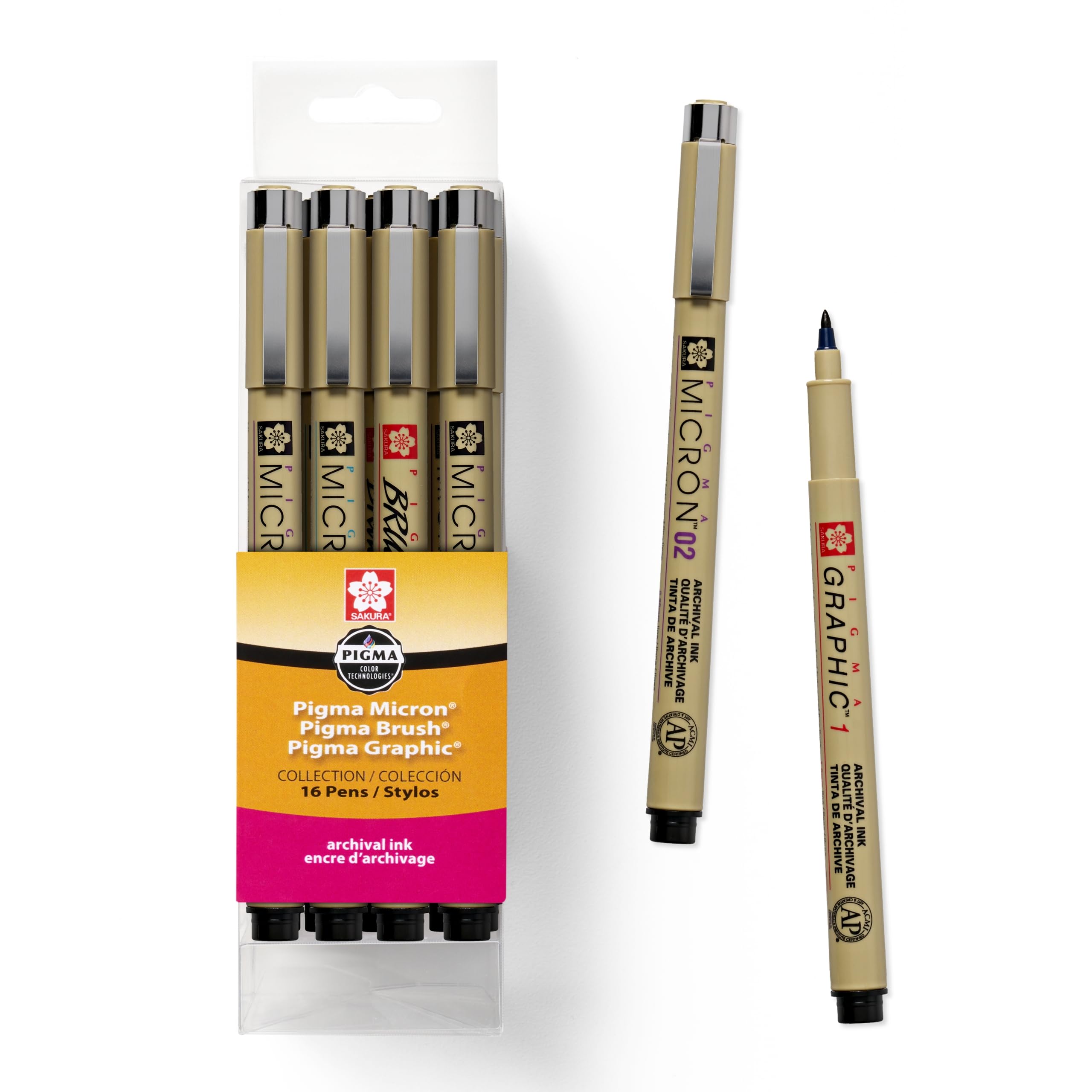 SAKURA Pigma Micron Fineliner Pens Set - 16 Pack Archival Black Ink Pens for Artists, Sketching, Bullet Journaling & Calligraphy - Assorted Fine Point Sizes (005,01,02,03,04,05,08) - Perfect for Drawing, Writing, Note Taking & Art Projects