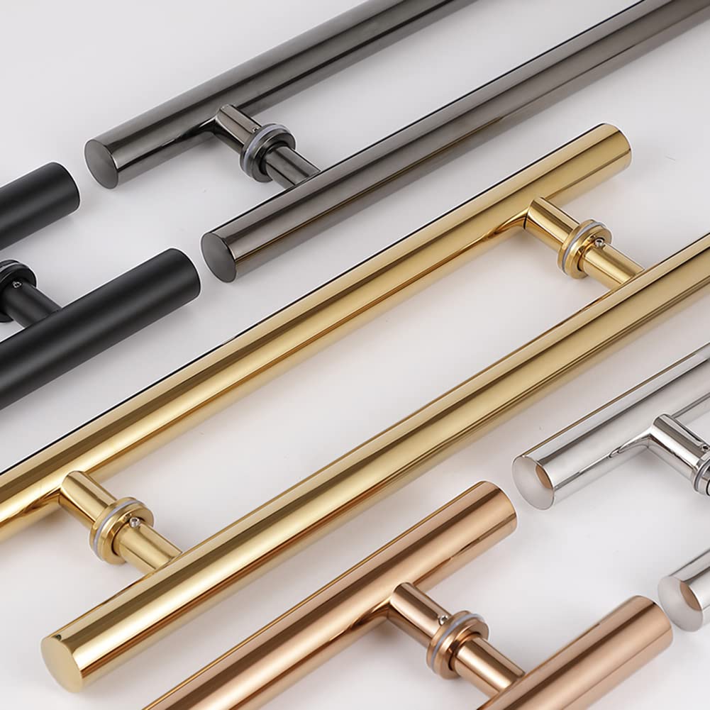 24 Inch Stainless Steel H-Shaped Hollow Tube Sliding Door Handle - Push Pull Barn Door Handle & Glass Pulls for Modern Homes, Offices & Commercial Spaces