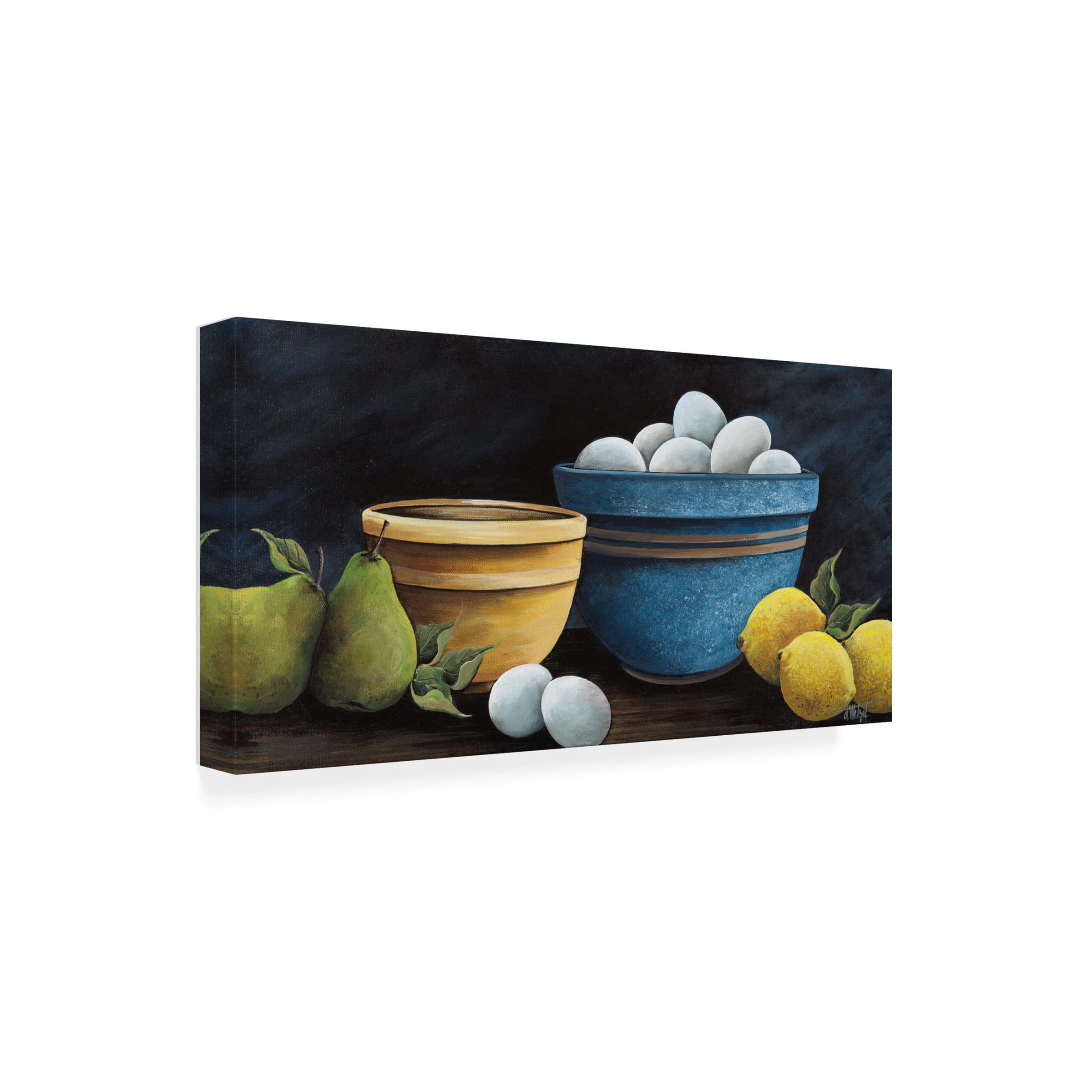 Debbi Wetzel Blue Bowl with Eggs Canvas Art - Kitchen Wall Decor