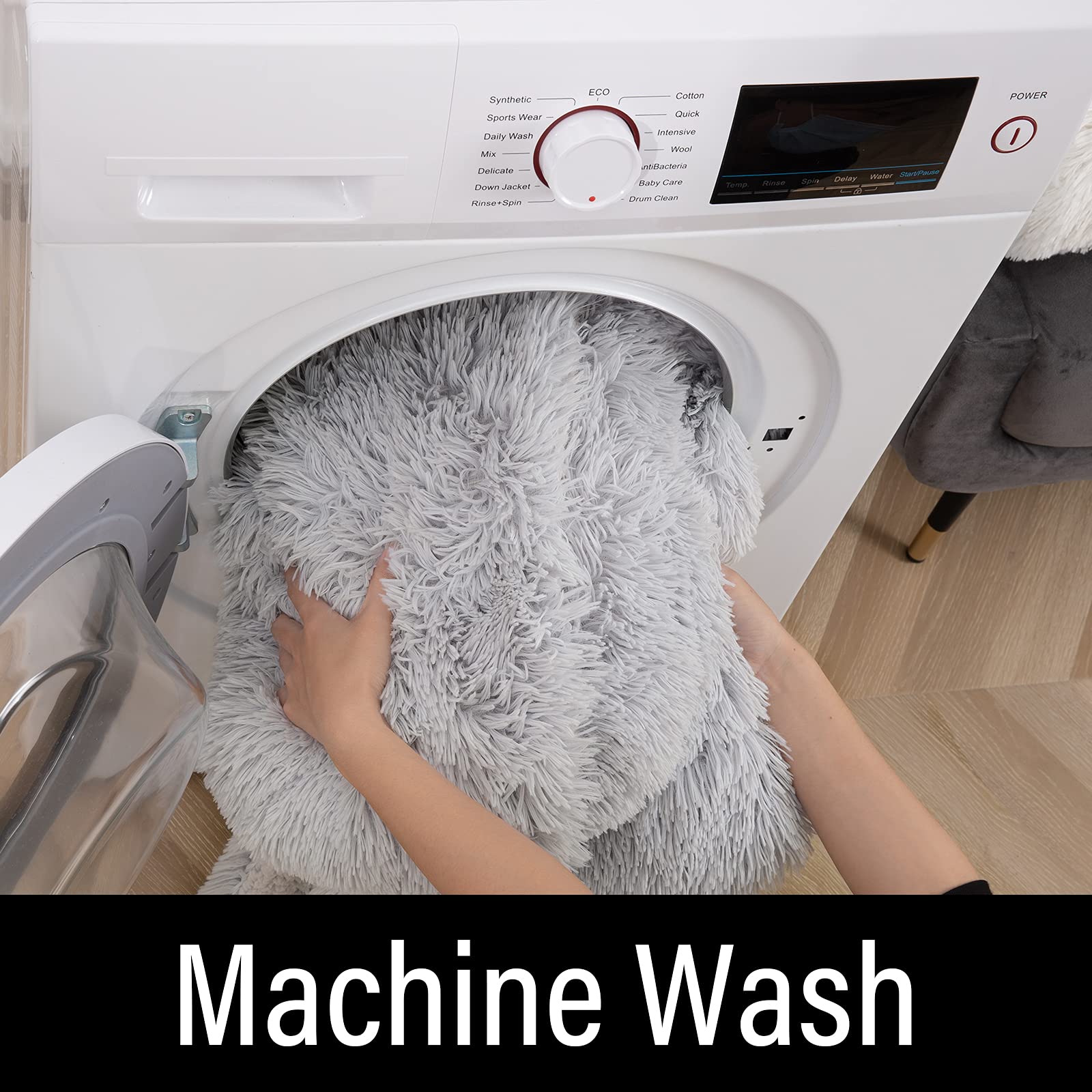 Faux Fur Throw Blanket 50x60 Inches - Ultra Soft Lightweight Shaggy Plush Blanket for Couch, Bed, Chair - Warm Cozy Decorative Fluffy Blanket in Light Grey - Perfect for Living Room, Bedroom & Winter Snuggling