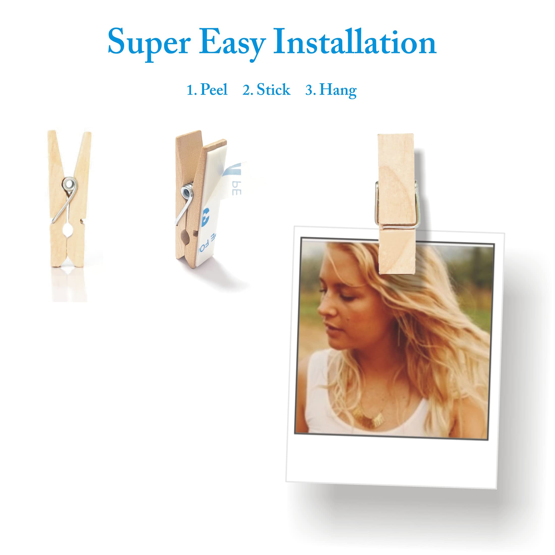 20 Pack Photo Clips for Hanging Pictures - Polaroid Picture Holder & Wall Display - Perfect for Home Decor, Gallery Walls, and Office Bulletin Boards