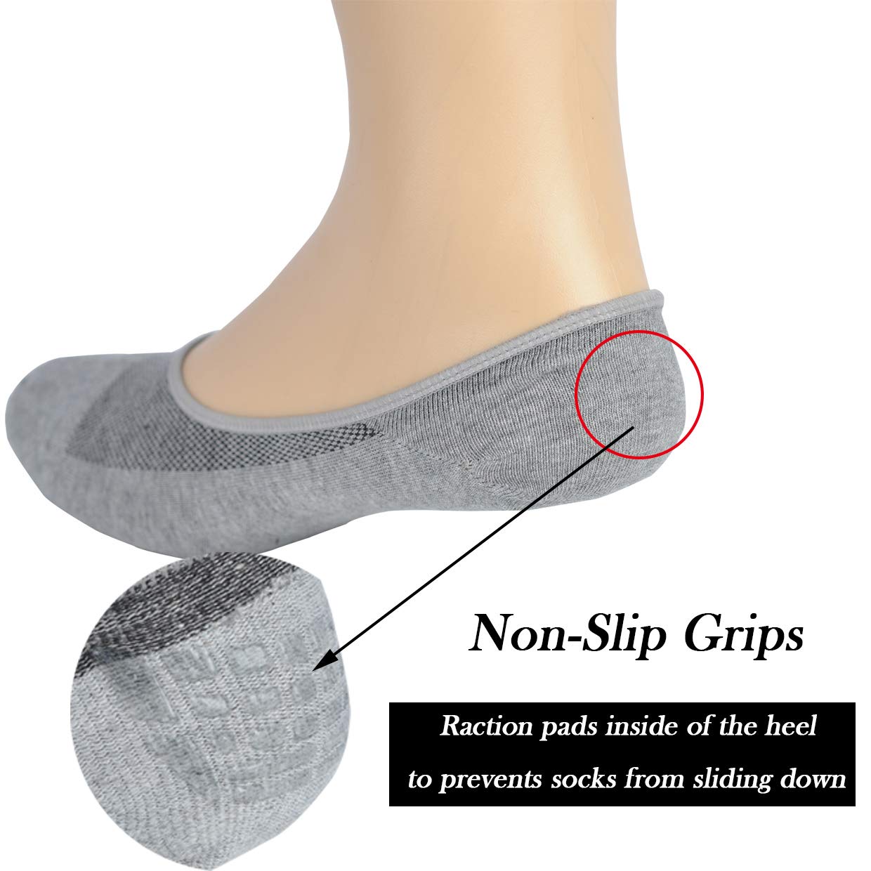 JORMATT Genuine Men's No Show Socks - Low Cut Cotton Loafer & Sneaker Socks with Non-Slip Grips - Perfect for Casual Wear, Office & Sports
