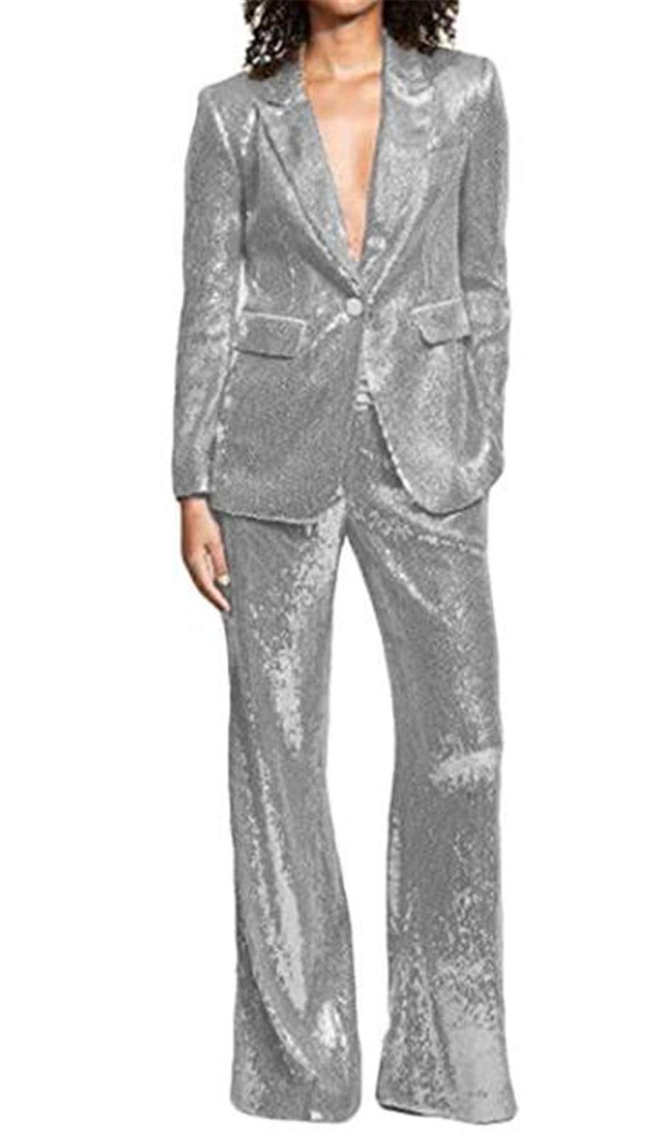 Elegant Sequins Women's Suit Set - Blazer & Pants for Wedding, Party & Formal Events - Perfect for Bridesmaids, Prom & Evening Occasions