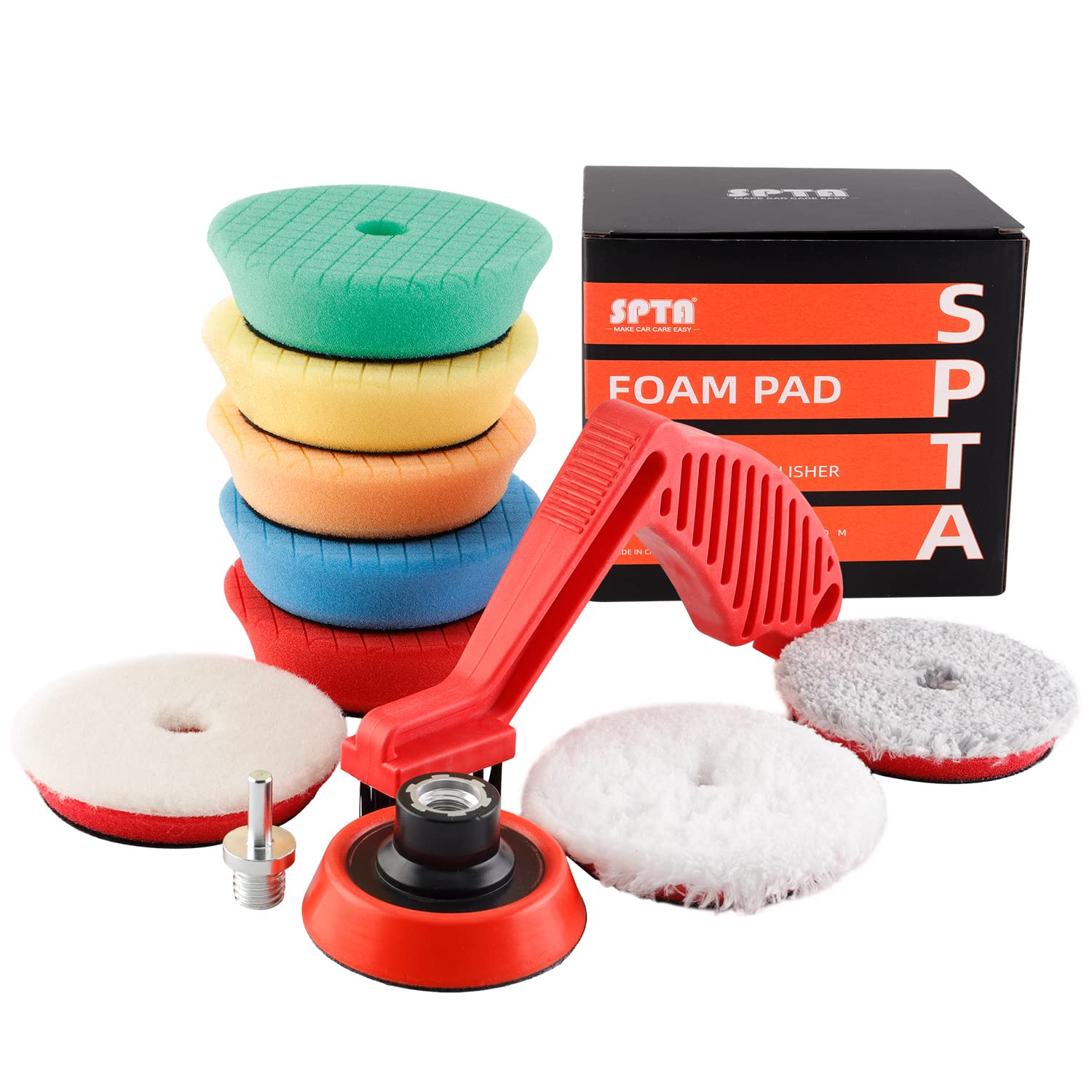 SPTA 11Pcs 3-Inch Car Polishing Kit with Buffing Pads & Foam Pads - Drill Buffing Kit for Car Detailing, Waxing, Sealing Glaze - Perfect for Auto Body Shine, Headlight Restoration & DIY Car Care