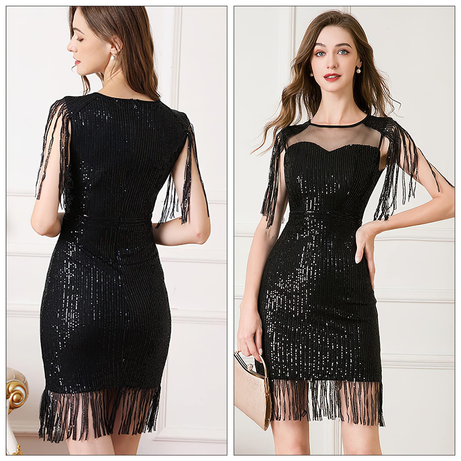 Vintage 1920s Flapper Dress with Sequins, Fringe & Beads - Roaring 20s Gatsby Party Costume for Women - Perfect for Jazz Age Themed Events, Halloween & Costume Parties