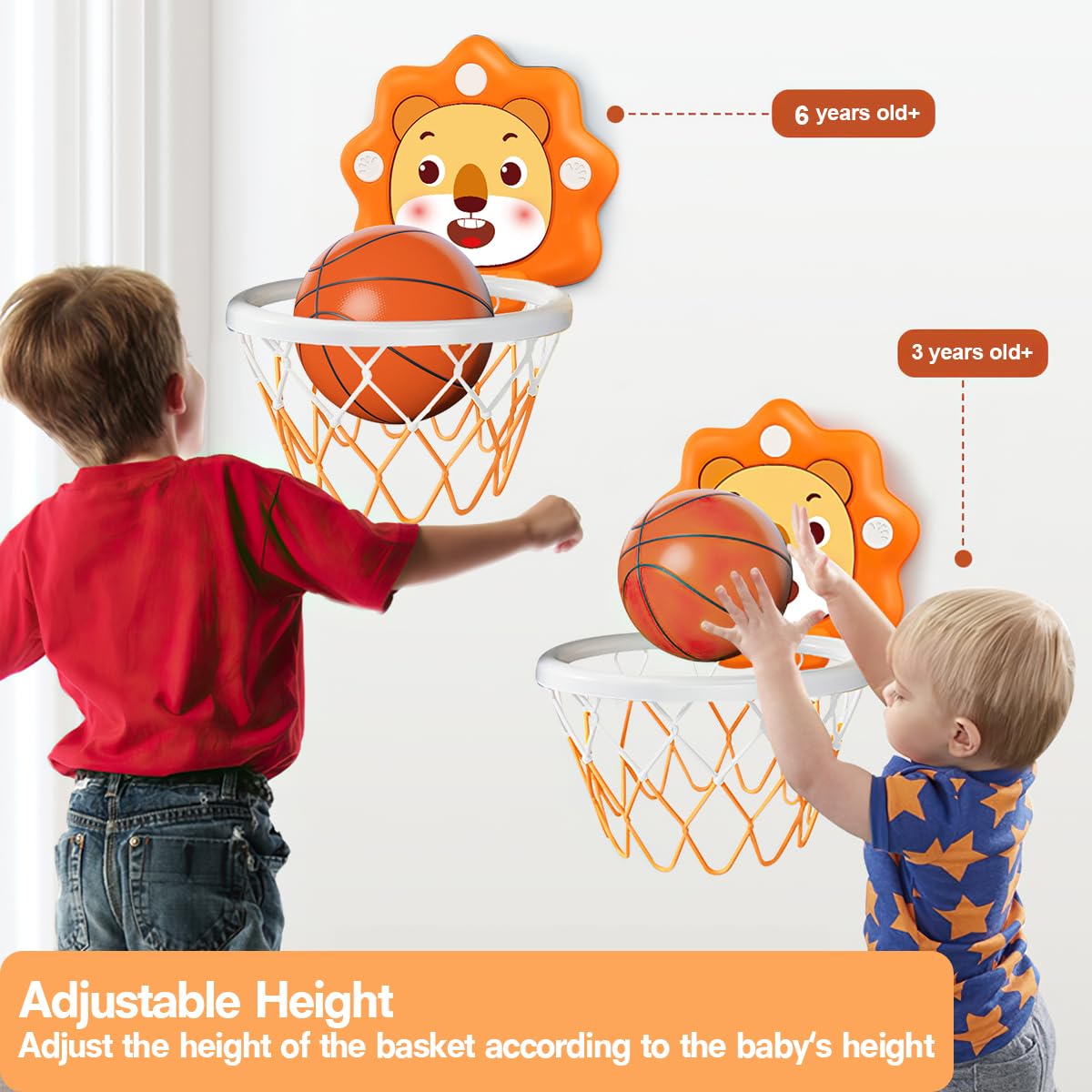 Adjustable Height Mini Basketball Hoop for Toddlers - Portable Indoor Basketball Set with Scoreboard & Ring Toss - Perfect Christmas Birthday Gift Toy for 1 2 3 4 5 Year Old Boys & Girls - Fun Playtime in Bedroom, Playroom or Bath Time