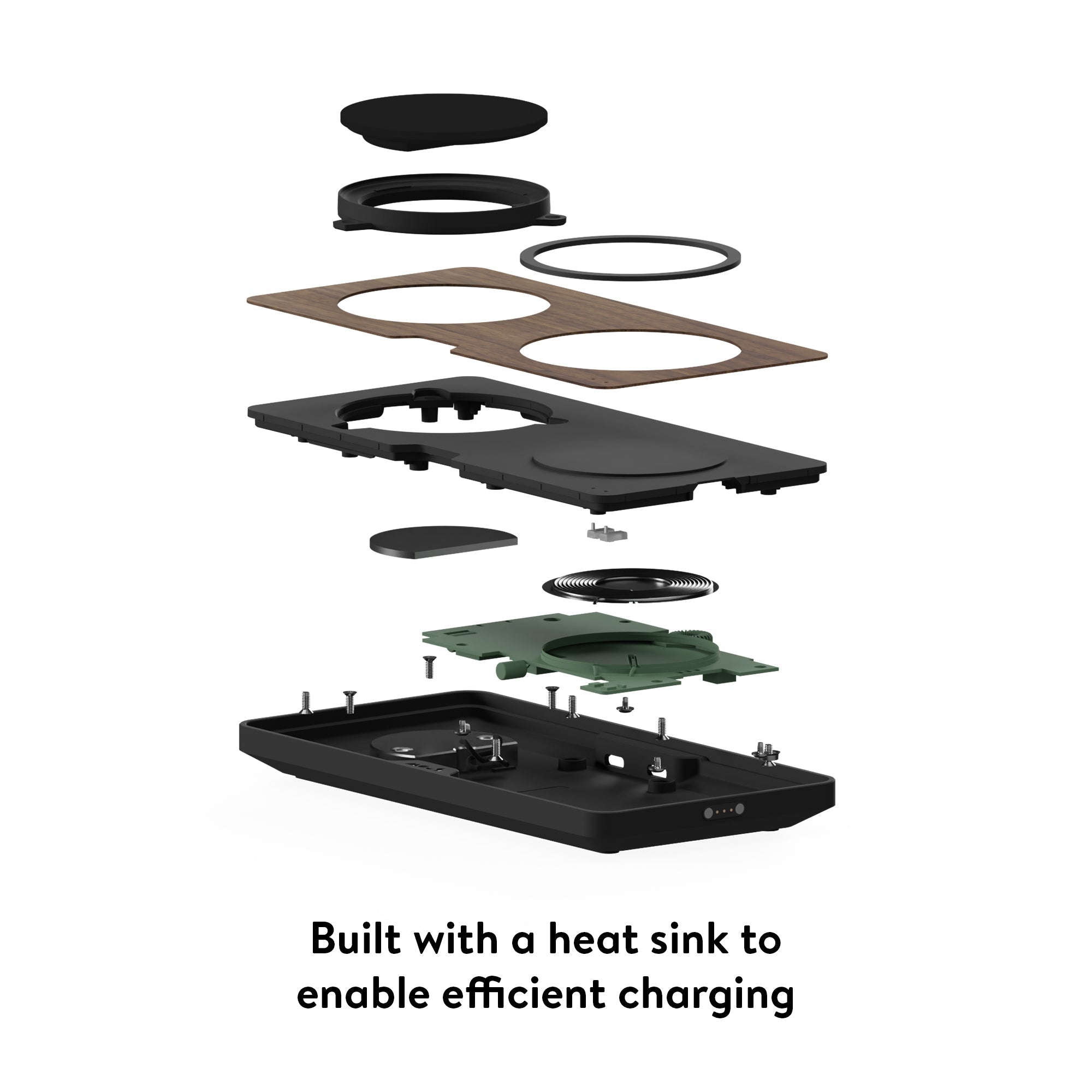 Premium Walnut Wood Qi2 Wireless Charging Station - Fast Charging Dock for iPhone, Samsung, AirPods - Perfect for Home, Office & Nightstand