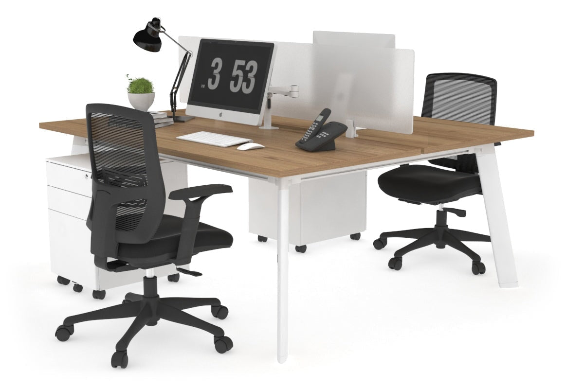 2 Person Workstation with White Frame - 1800L x 800W Switch Desk with Cable Management Scallop for Office & Home Workspace