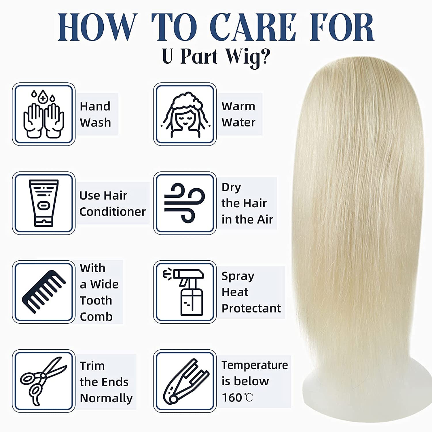 Full Shine Platinum Blonde U-Shaped Half Wig - 14 Inch 120g Natural Hair Extensions for Women | Perfect for Cosplay, Daily Wear & Special Occasions
