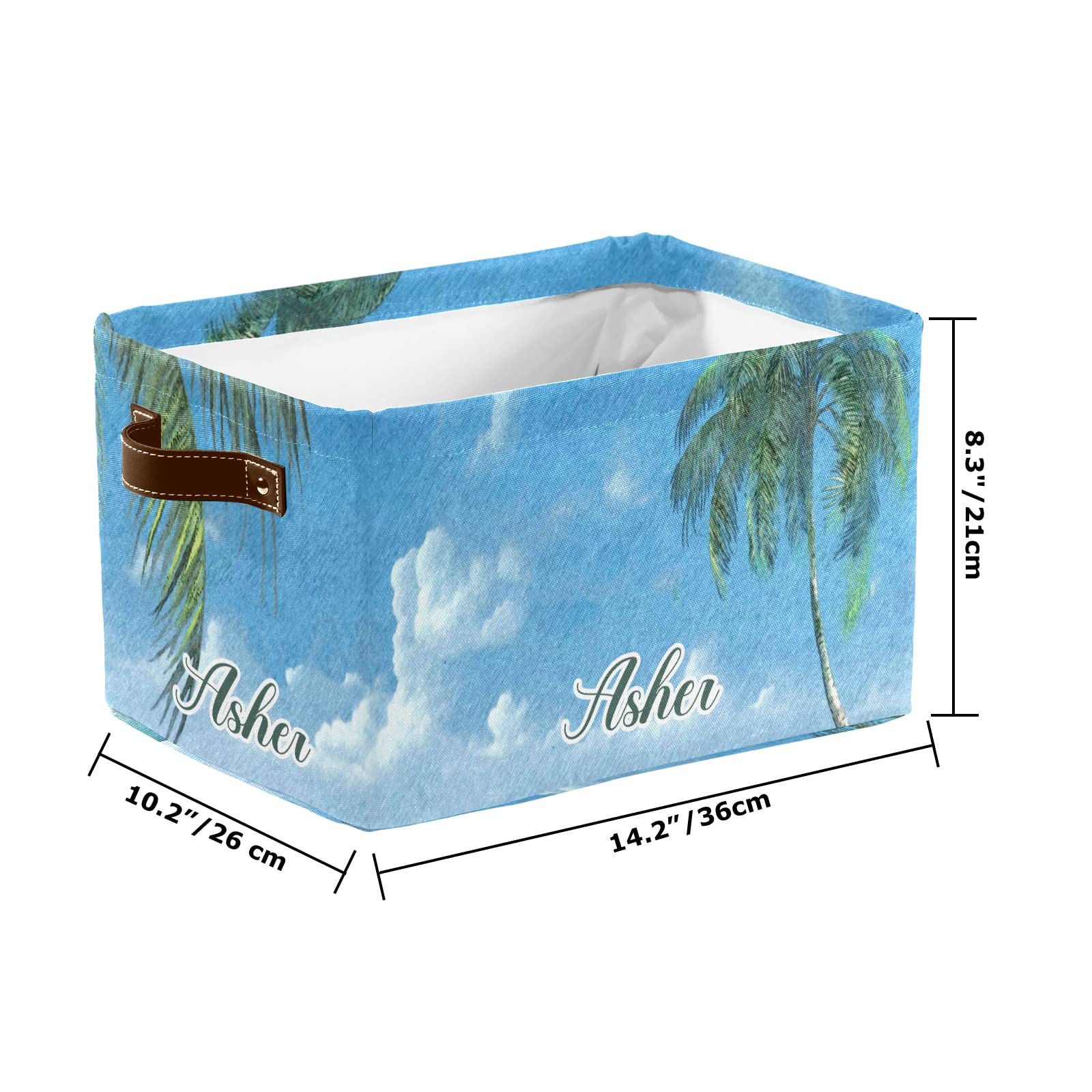 Personalized Large Storage Baskets with Handles - Tropical Beach Vacation Theme - Organize Shelves, Closet, Bathroom, Nursery & Home Decor - Perfect for Toys, Linens & Home Organization (1 Pack) - Great for Beach House Decor, Kids' Room Storage & Bathroom Organization