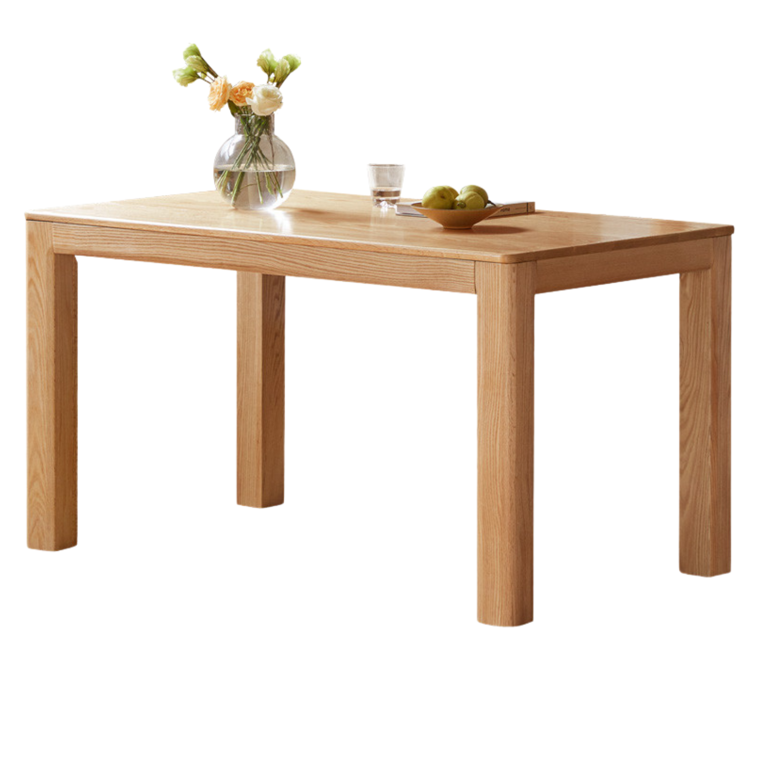 Solid Oak Wood Dining Table - Simple Modern Design for Kitchen, Dining Room & Small Spaces