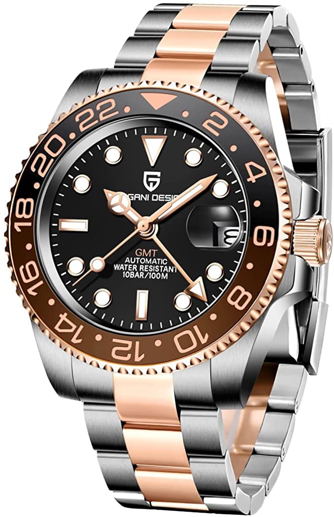 Pagani Design GMT Men's Automatic Watch - 40mm Stainless Steel Luxury Timepiece with Sapphire Crystal Glass, 200M Water Resistant - Perfect for Business, Travel & Everyday Wear (Model PD-1662)