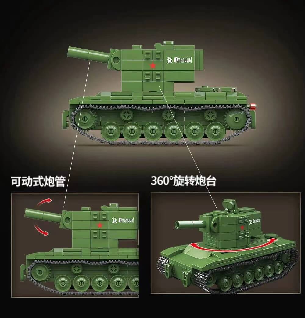 QUANGUAN 100248 MINI KV-2 Heavy Tank Model Kit - 1/35 Scale Military Tank Building Set for Collectors & Hobbyists - Perfect for WWII Historical Displays & Model Enthusiasts