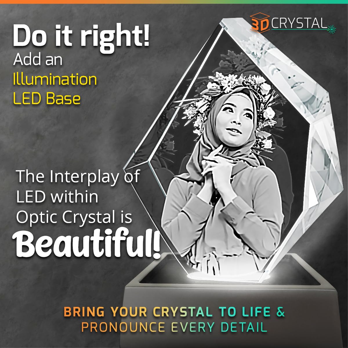 Custom 3D Laser Engraved Crystal Gift - Personalized Prestige Keepsake for Birthdays, Anniversaries, Weddings, Valentine's Day, Christmas, Graduation, Mother's Day & Father's Day - Perfect Memorial Gift for Home & Office Decor (Medium Size)