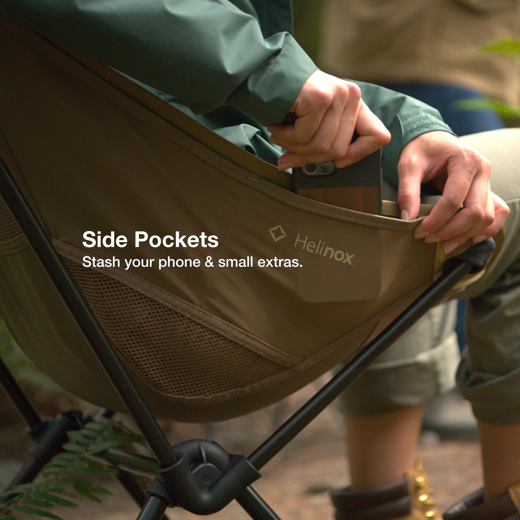 Helinox Sunset Chair - Lightweight High-Back Compact Folding Camping Chair with Storage Pockets (Coyote Tan) - Perfect for Outdoor Adventures, Beach Trips, and Backpacking