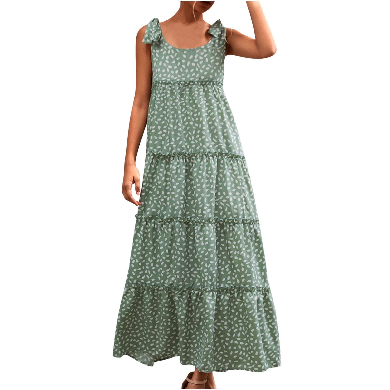 Women's Summer Casual Sleeveless Maxi Dress with Embroidery - Round Neck Mermaid Style Beach Vacation & Evening Party Dress (Style 7707pz) | Perfect for Tropical Getaways, Date Nights & Special Occasions