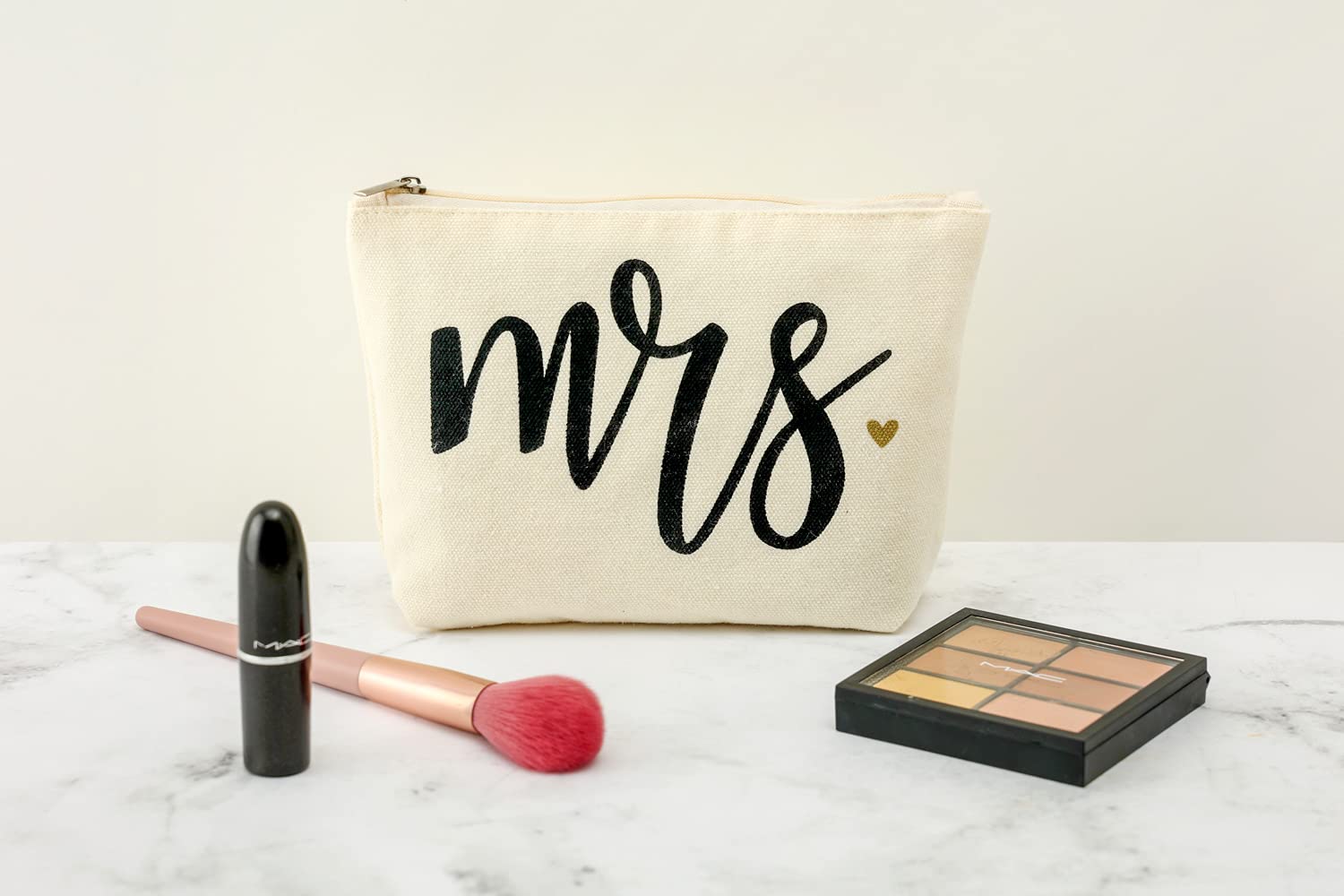 Bride Tote Bag with Makeup Pouch - Perfect Wedding Gift for Bridal Showers, Bachelorette Parties & Honeymoon Travel - Large Canvas Shoulder Bag with Cosmetic Organizer for Brides-to-Be
