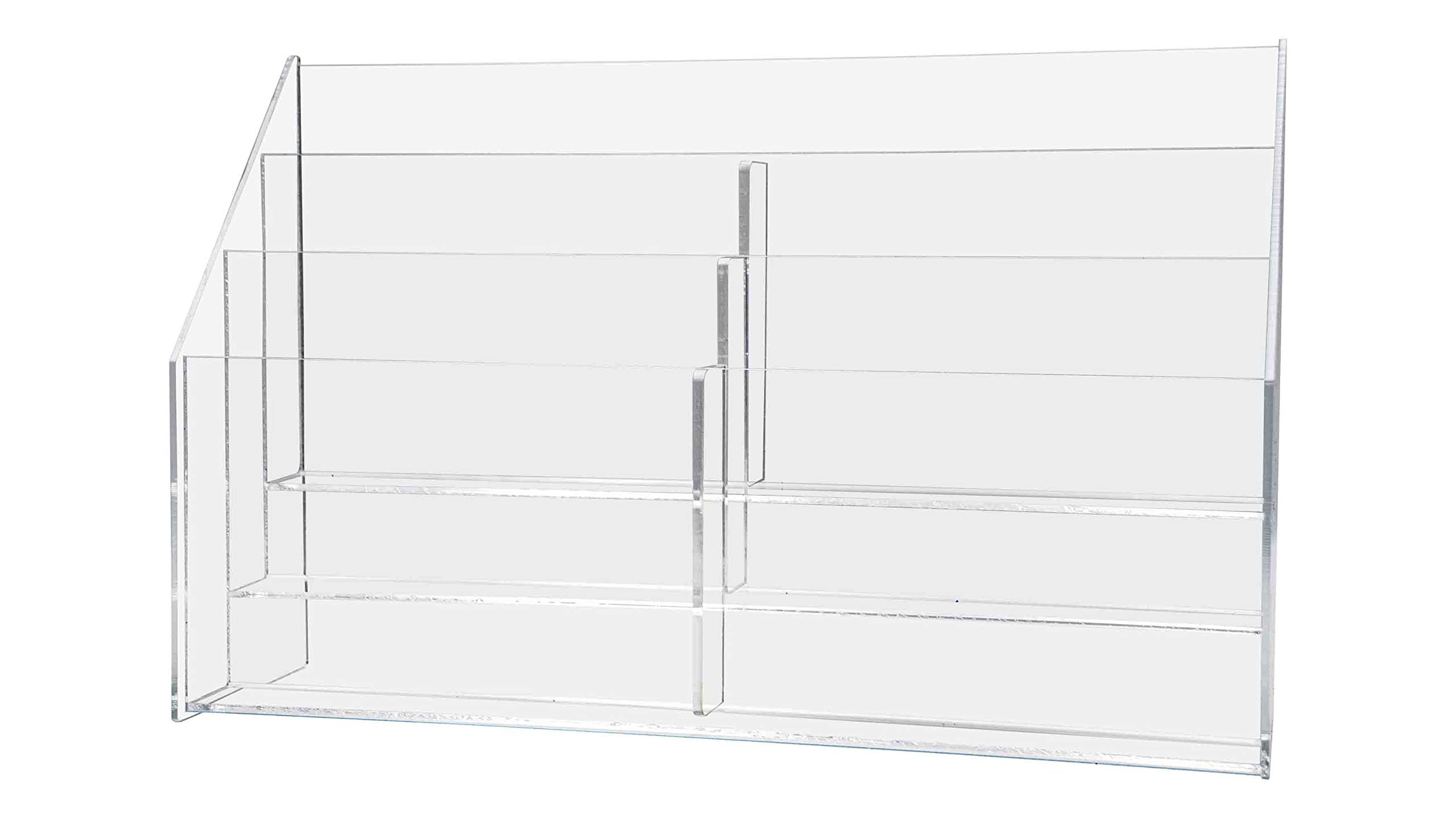 6-Pocket Magazine Display Holder for 8.5 Inch Papers, Journals & Booklets - Countertop Document Organizer for Offices, Retail Stores & Events