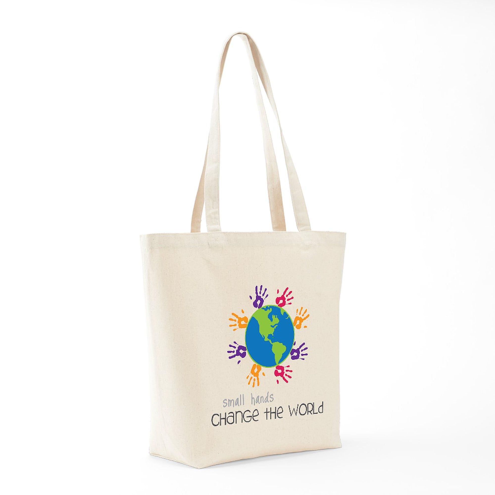 Eco-Friendly Natural Canvas Tote Bag - Small Hands Design | Reusable Shopping Bag for Groceries, Beach & Daily Use