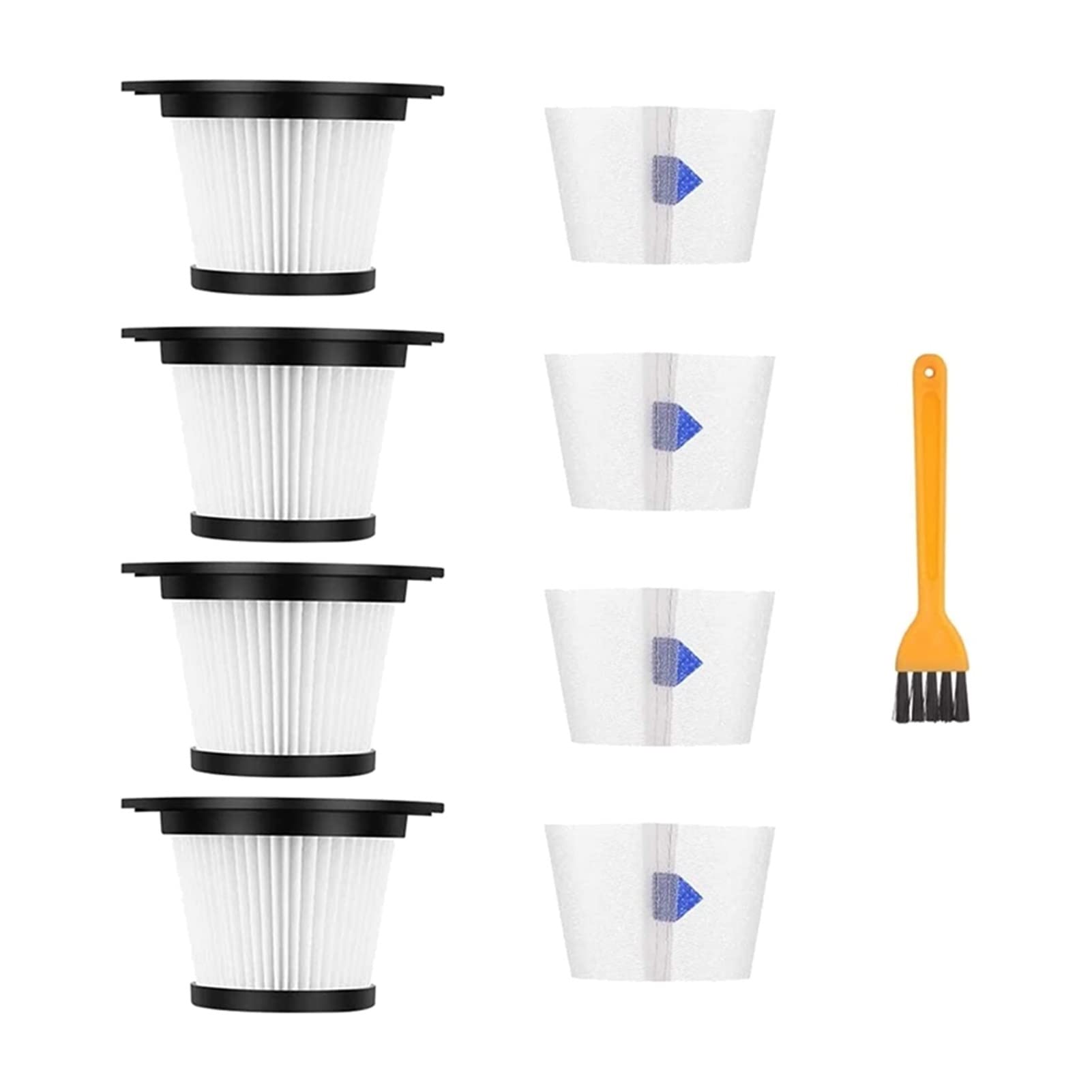 MOOSOO K17 Cordless Vacuum Cleaner Replacement Filters - 4 HEPA Filters & 4 Pre-Filters for Powerful Dust & Allergen Removal - Compatible with MOOSOO K17 Series (Black & White) - Perfect for Hardwood Floors, Carpets & Pet Hair Cleaning