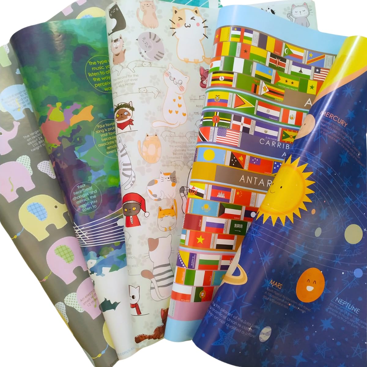 Premium Recyclable Gift Wrapping Paper - 5 Pack Large 28