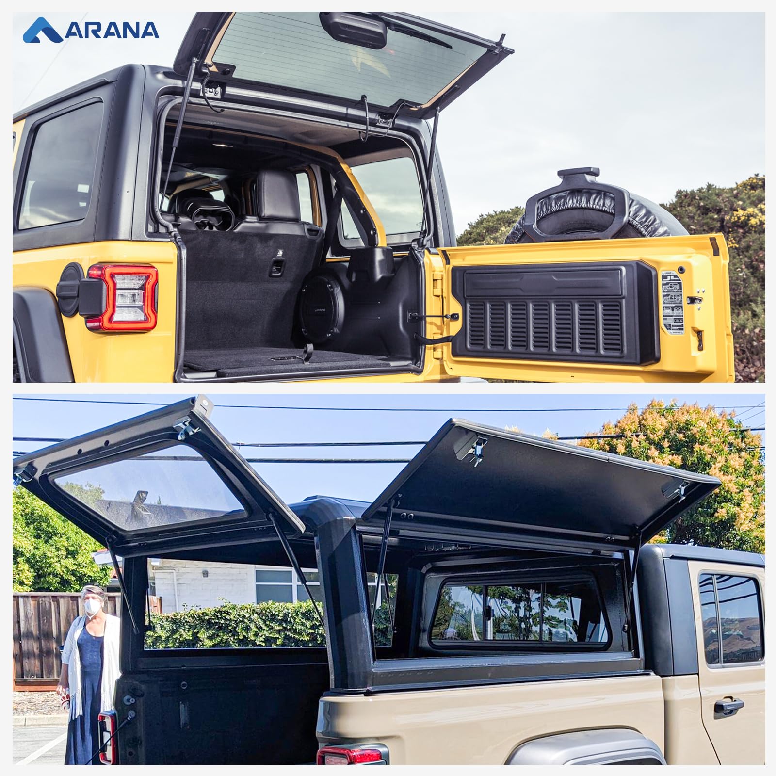 ARANA 17 Inch 55 Lb Gas Struts - Heavy Duty Lift Support Shocks for Leer Topper 4418 & C16-04445 Truck Canopy Caps | Perfect for Camper Shells, Toolbox Lids & Truck Bed Covers (2-Pack) | Ideal for Off-Roading, Camping & Work Truck Applications