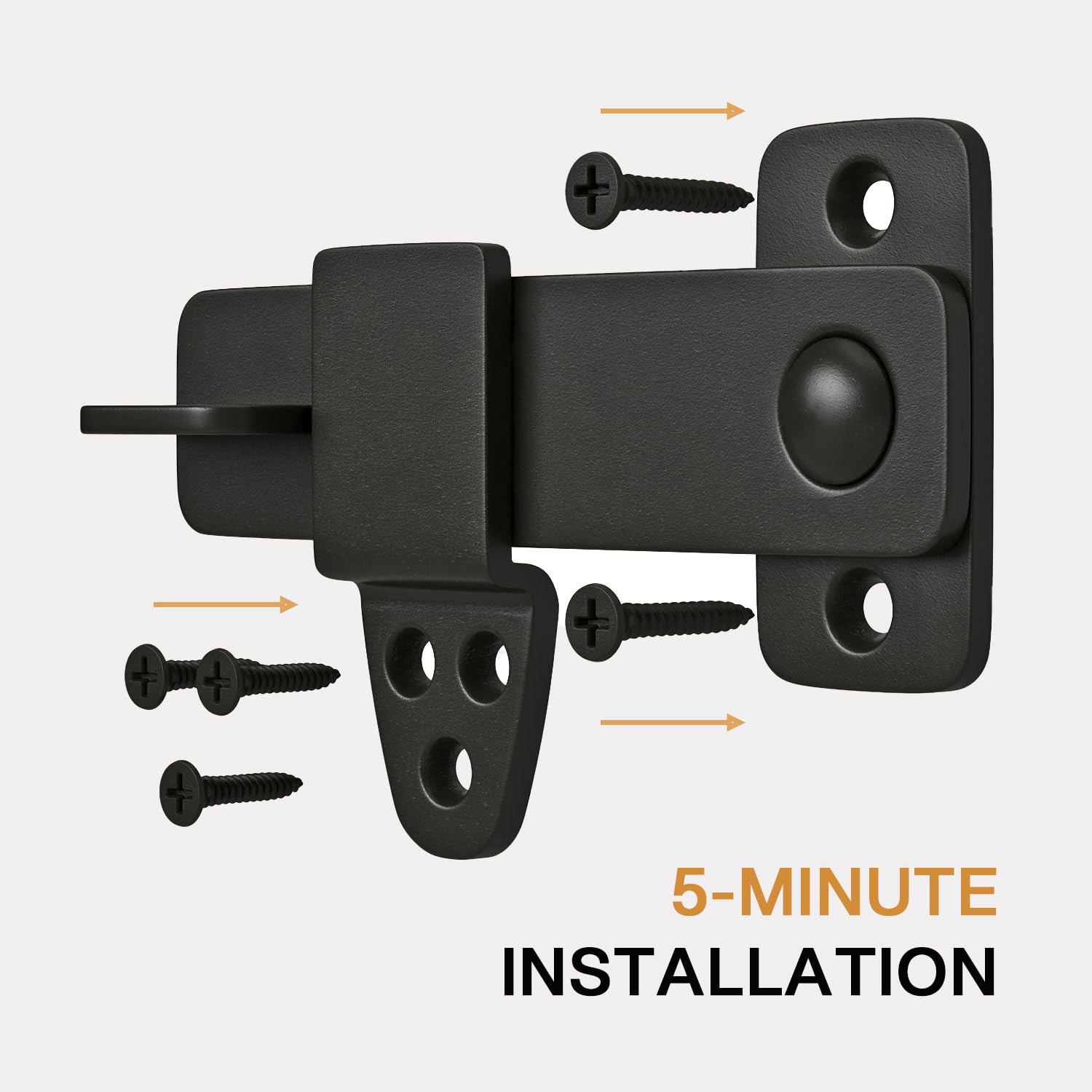 Black Wrought Iron Rustic Barn Door Latch Kit - Heavy Duty Sliding Door Lock & Catch for Double Doors, Shed, Garden Gate, Cabinet, Bar, Pantry - Perfect for Farmhouse, Rustic & Industrial Style Home Decor
